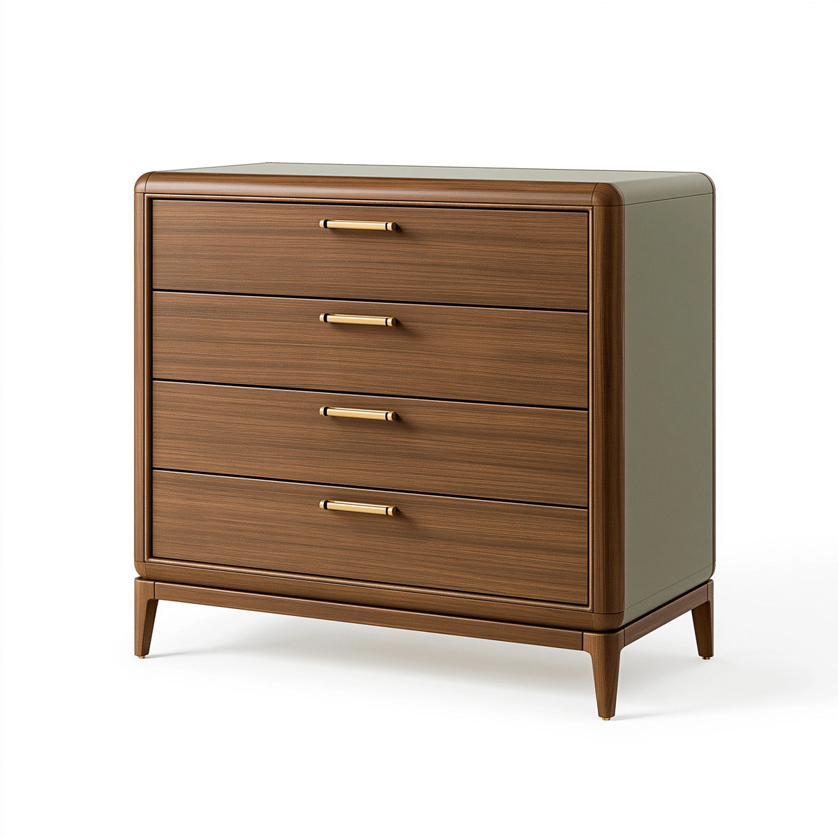 Commode 90 x 45 x 110 cm en bois brun à 4 tiroirs style contemporain